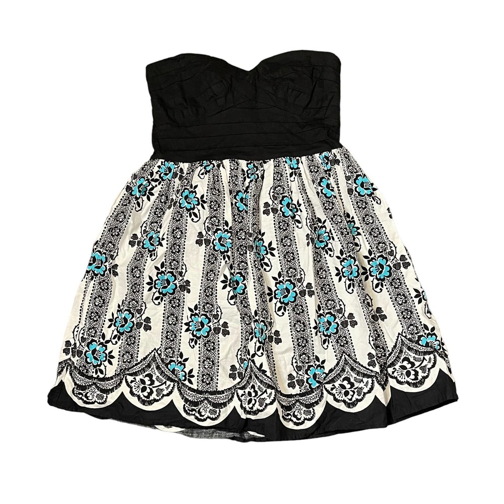 Trixxi Sweetheart Pleated Floral Fit‎ & Flare Cocktail Dress Strapless Women 11